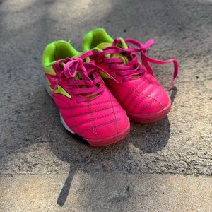 Kids' Pink and Yellow Sports Soccer Shoes